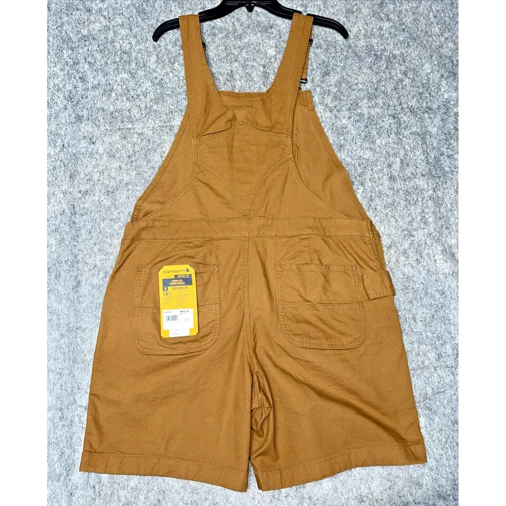 Carhartt Womens Rugged Flex Relaxed Fit Canvas Shortall Brown Sz Large(55-3) - Picture 2 of 7